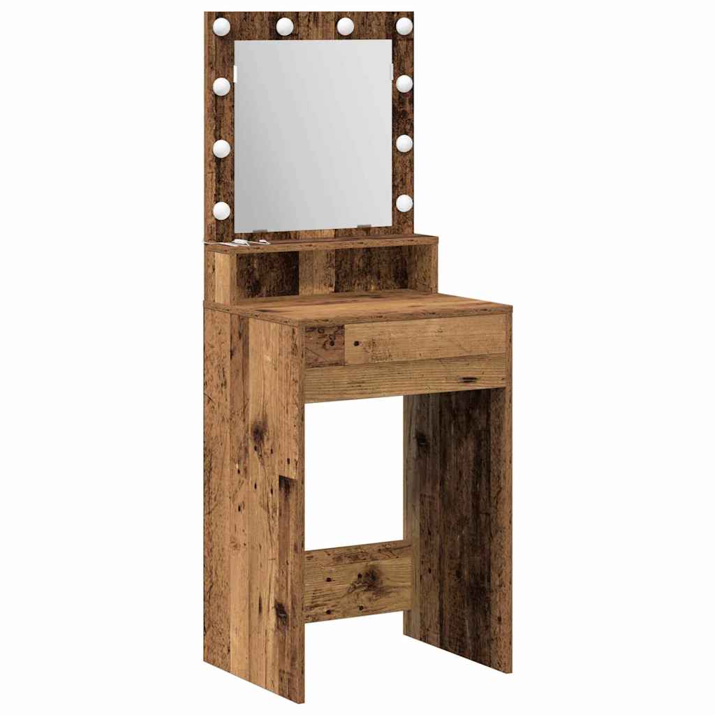 Sminkebord med LED Lys - Gamle tre, 50x41x135 cm