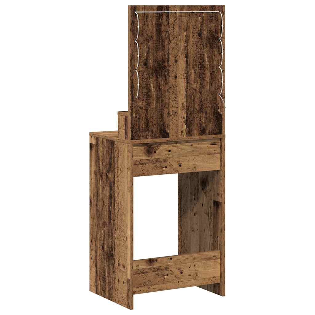 Sminkebord med LED Lys - Gamle tre, 50x41x135 cm