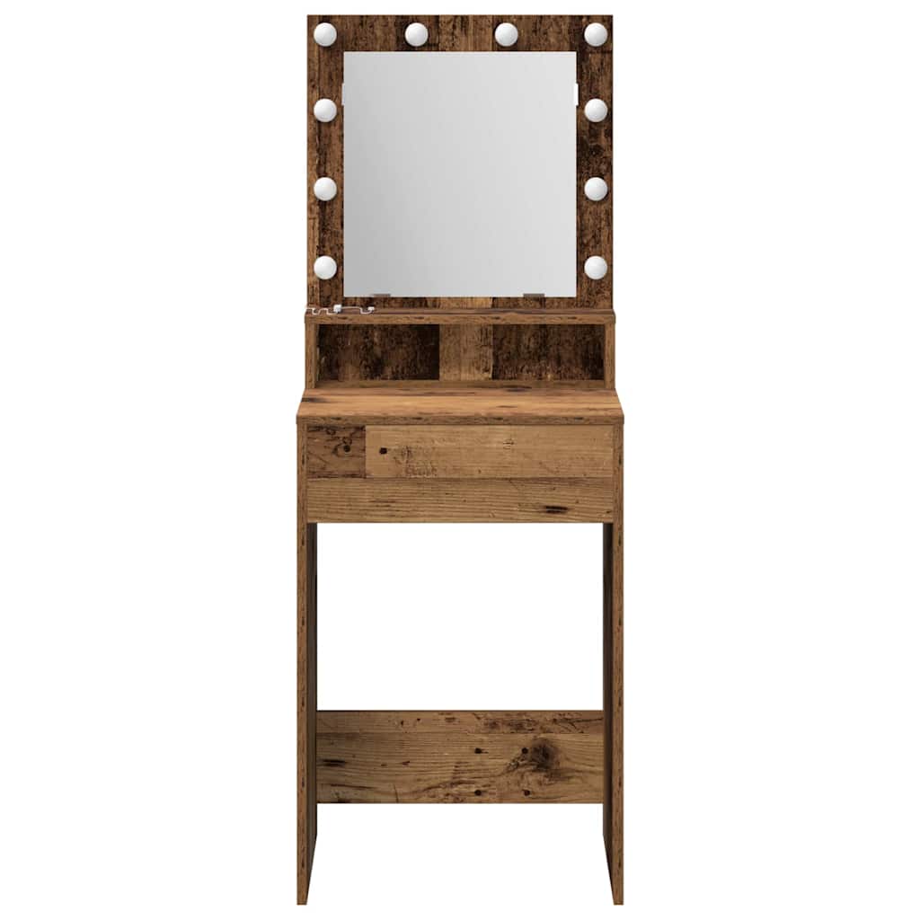 Sminkebord med LED Lys - Gamle tre, 50x41x135 cm