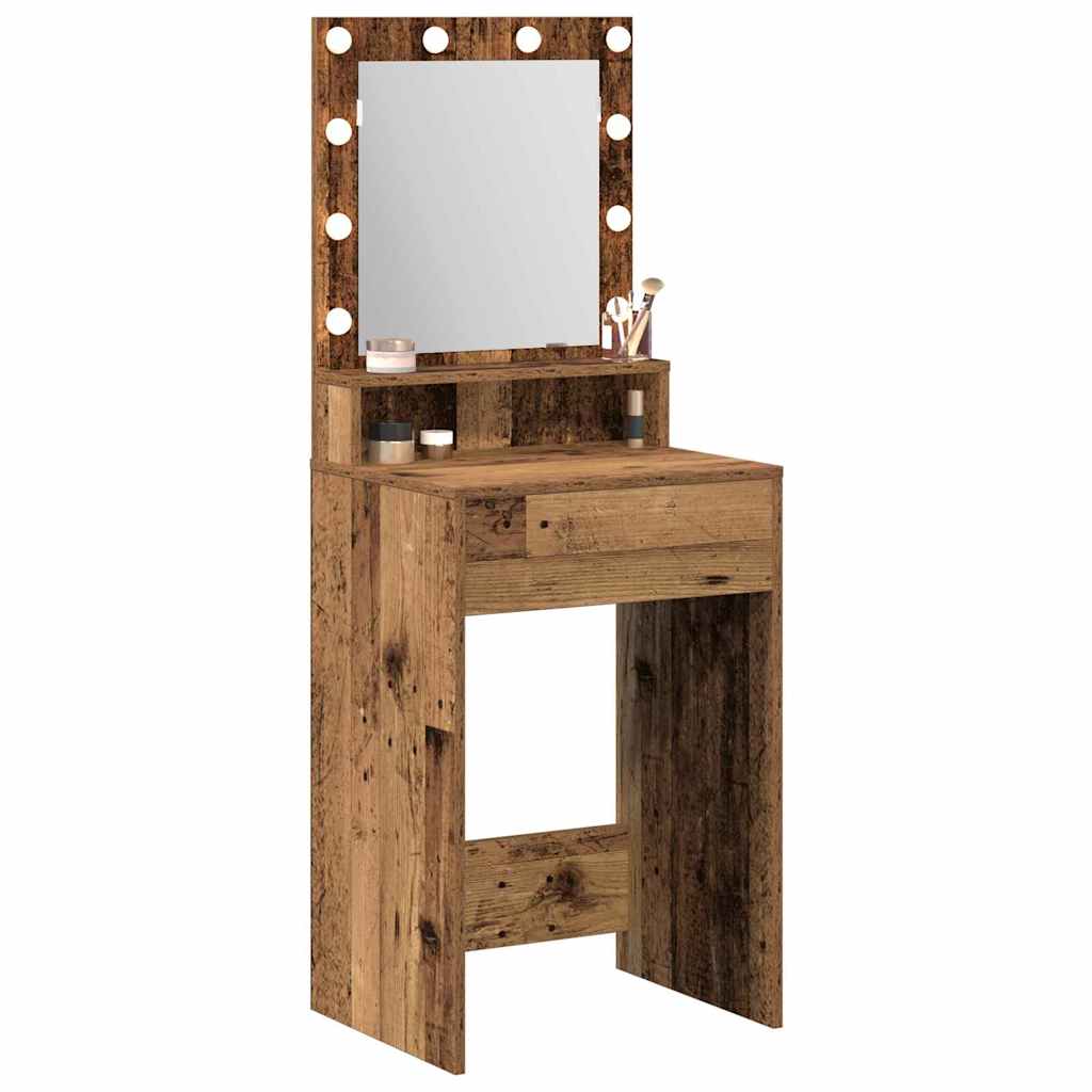 Sminkebord med LED Lys - Gamle tre, 50x41x135 cm