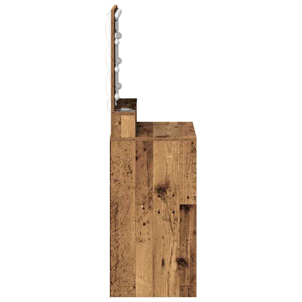 Sminkebord med LED Lys - Gamle tre, 50x41x135 cm