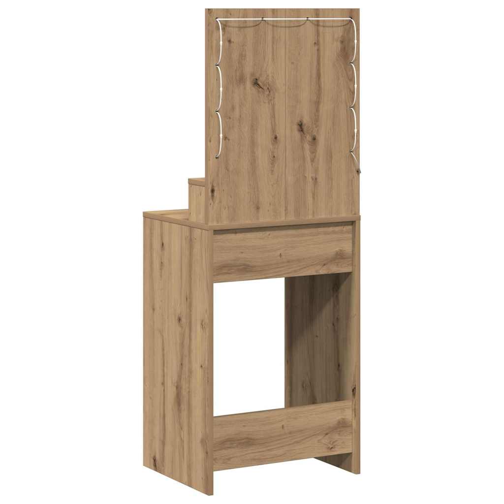 Sminkebord med LED-lamper i Artisan Eik 50x41x135 cm