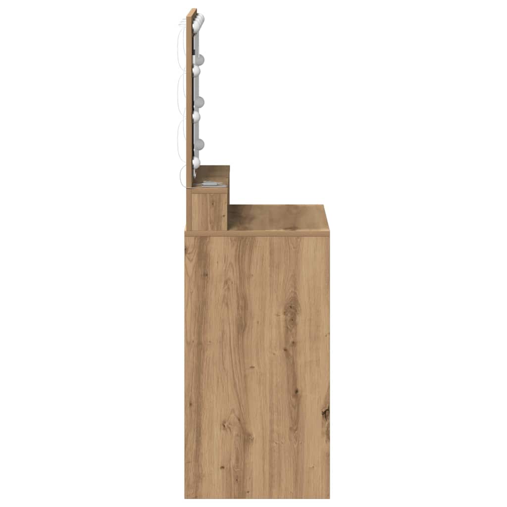 Sminkebord med LED-lamper i Artisan Eik 50x41x135 cm
