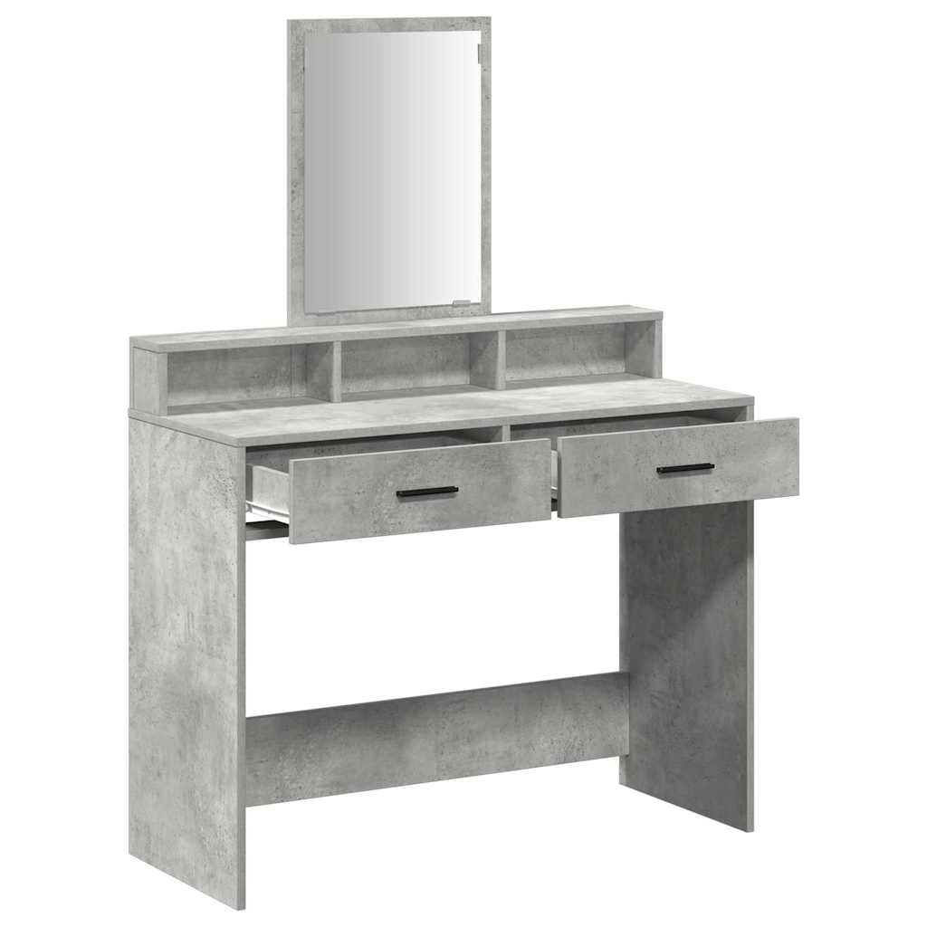 Sminkebord med skuffer, Betonggrå, 100x41x140 cm