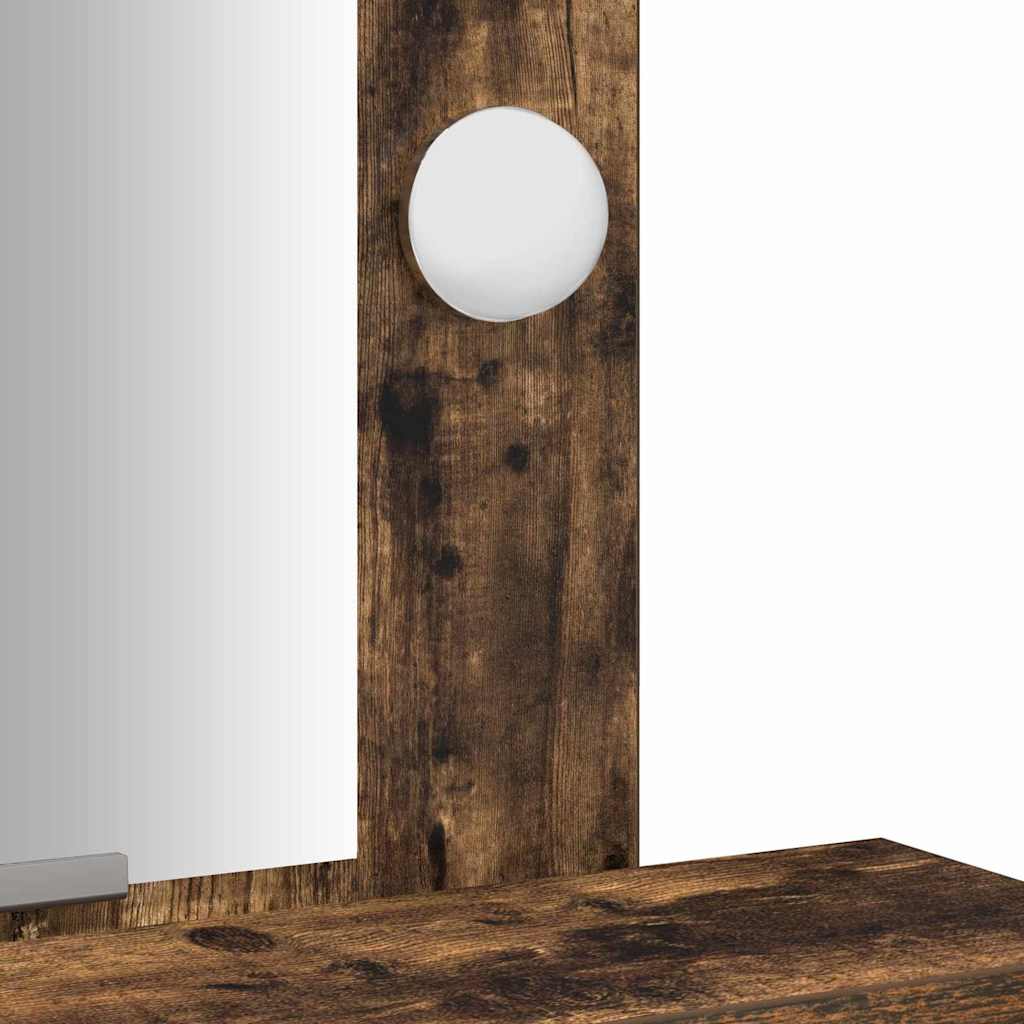 Sminkebord med LED lys Røkt Eik 50x41x140 cm