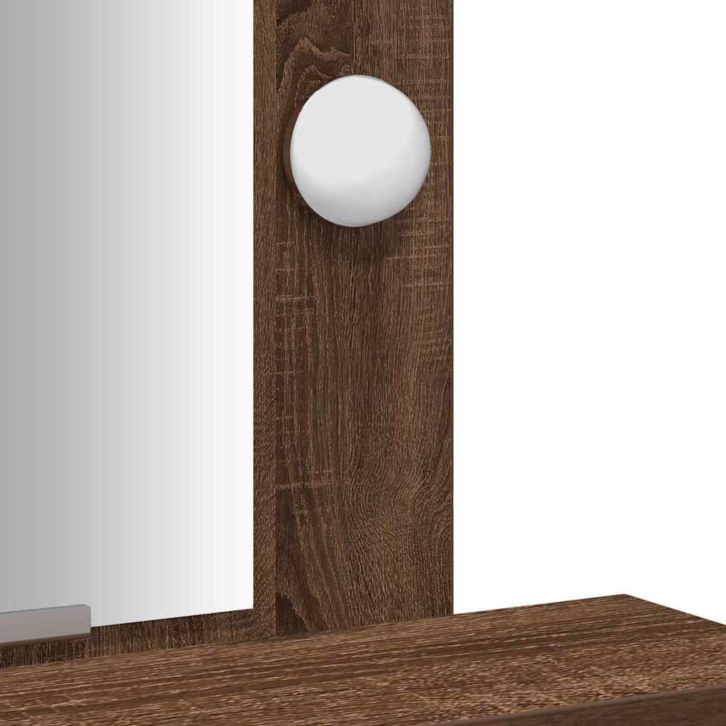 Sminkebord med LED Lys Brun Eik 50x41x140 cm