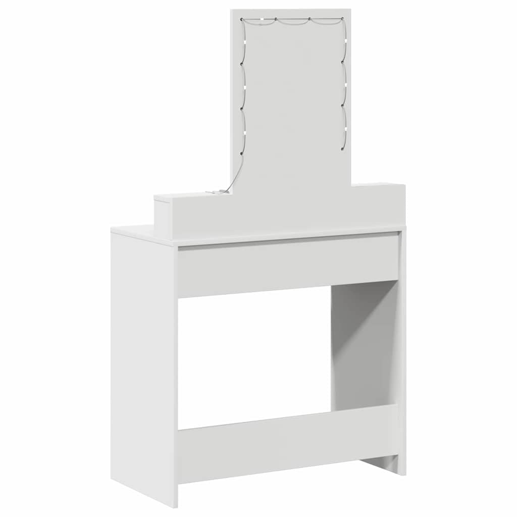 Sminkebord med LED-lamper Hvit 79x41x140 cm