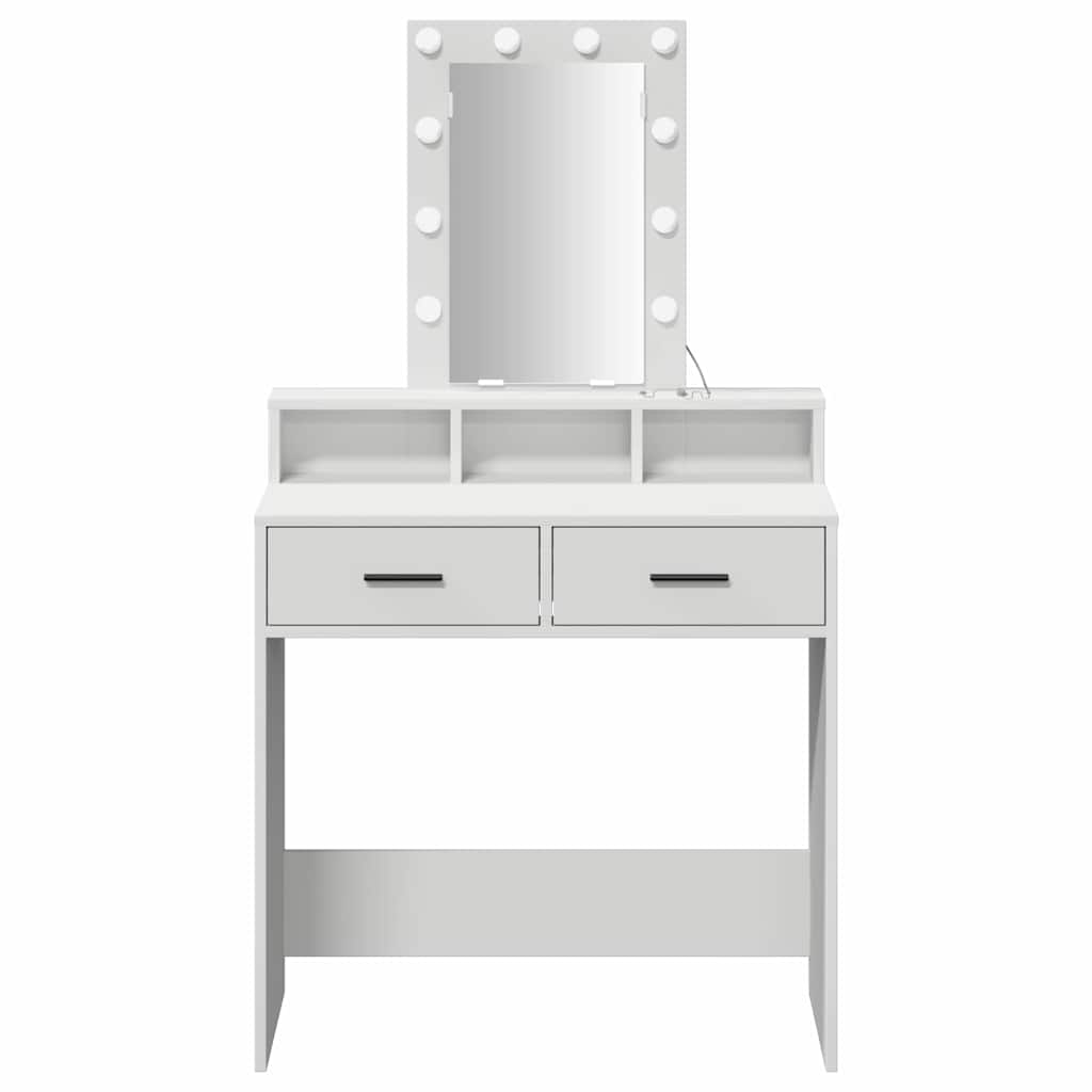 Sminkebord med LED-lamper Hvit 79x41x140 cm