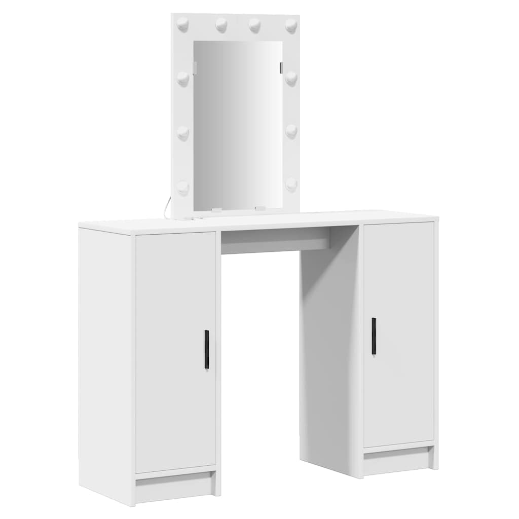 Dressingbord med LED-lamper Hvit 102x33x135 cm