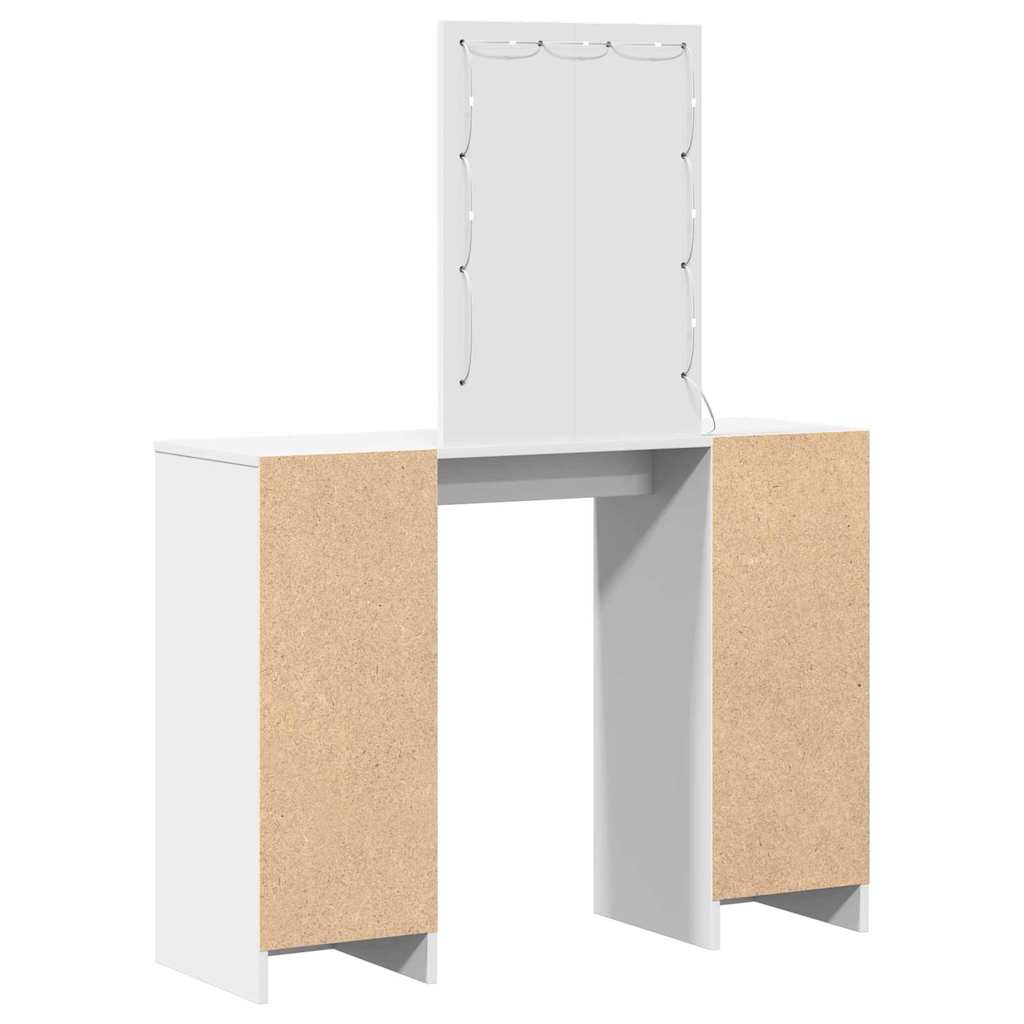 Dressingbord med LED-lamper Hvit 102x33x135 cm