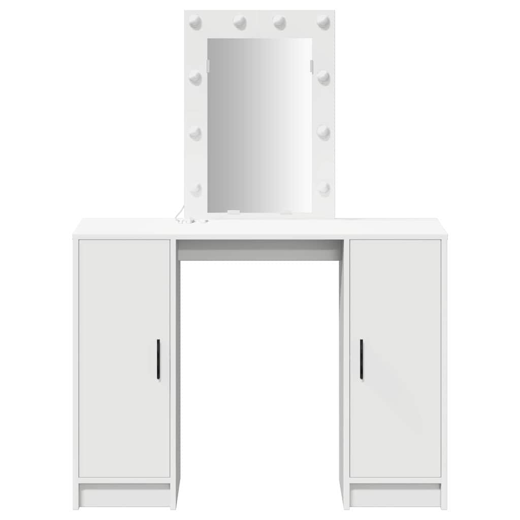 Dressingbord med LED-lamper Hvit 102x33x135 cm