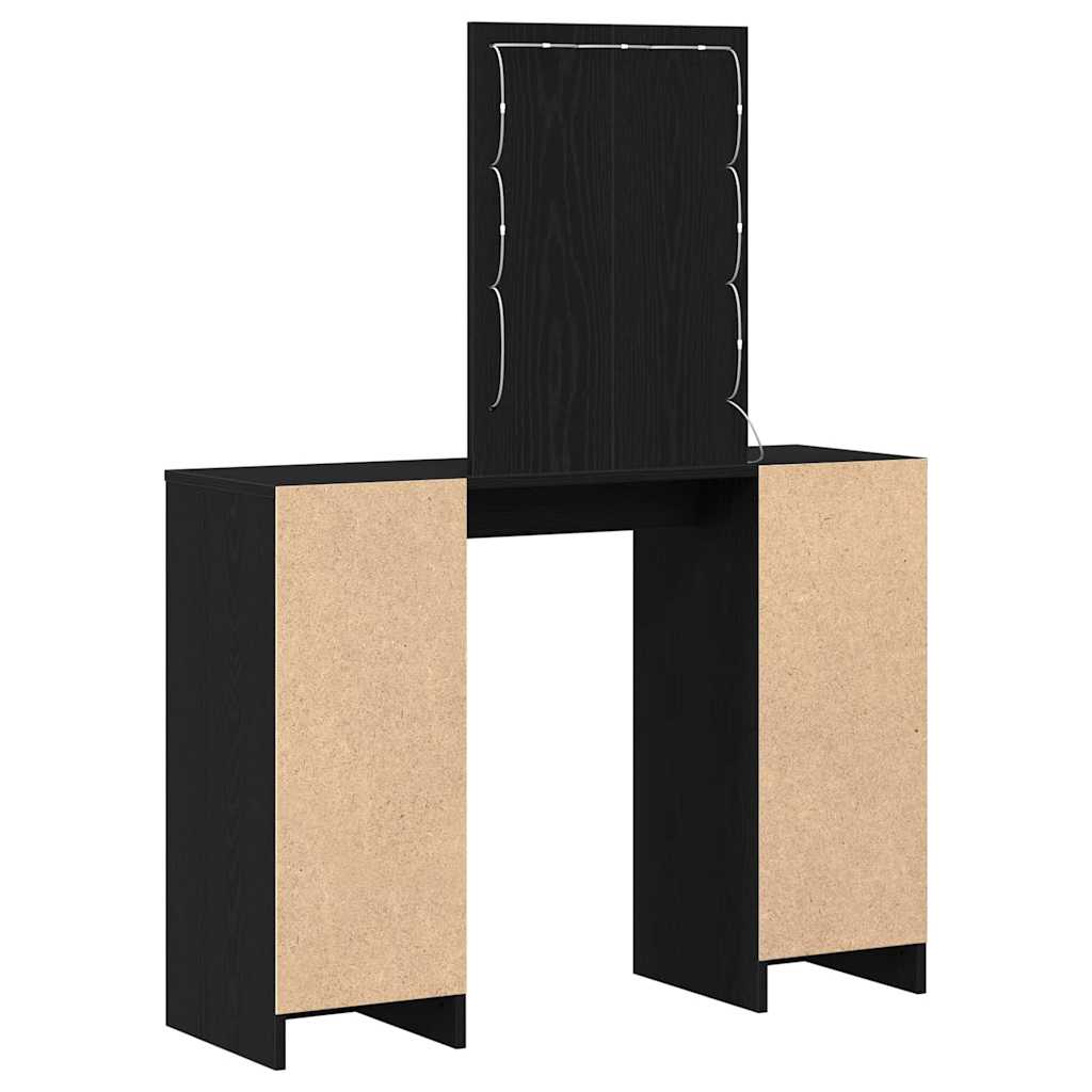 Sminkebord med LED-lamper Svart eik 102x33x135 cm