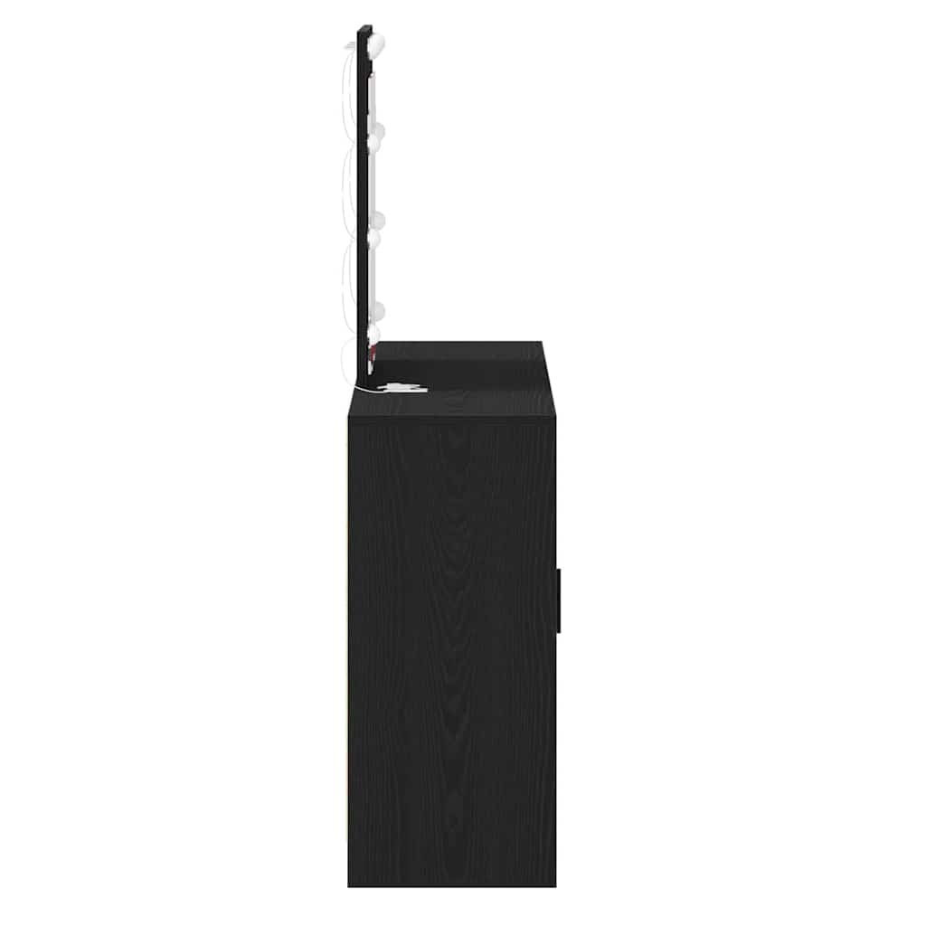 Sminkebord med LED-lamper Svart eik 102x33x135 cm