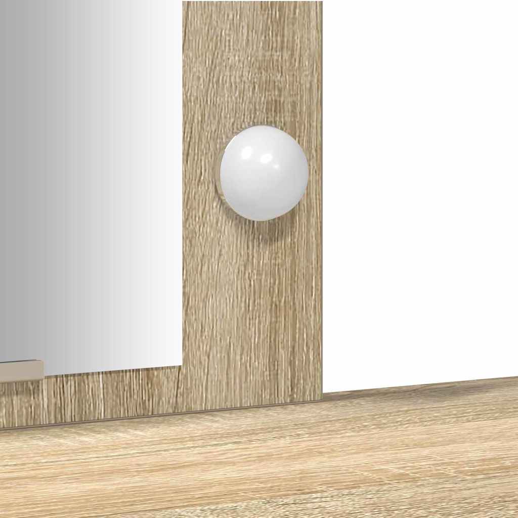 Sminkebord med LED-lamper i Sonoma eik, 102x33x135 cm