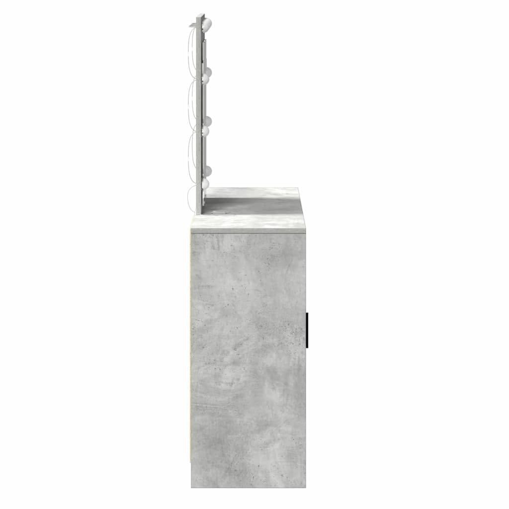 Sminkebord med LED-lamper Betonggrå 102x33x135 cm