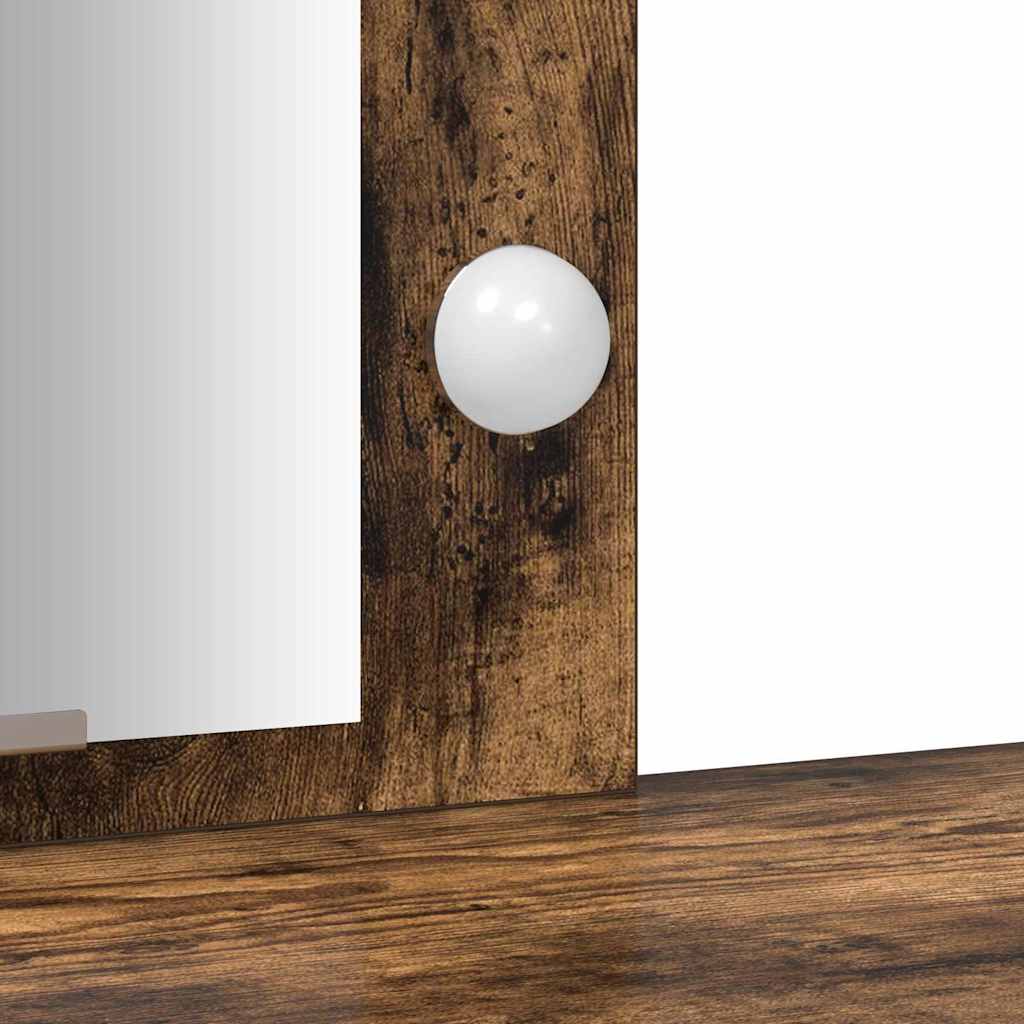 Sminkebord med LED-lys Røkt Eik 102x33x135 cm