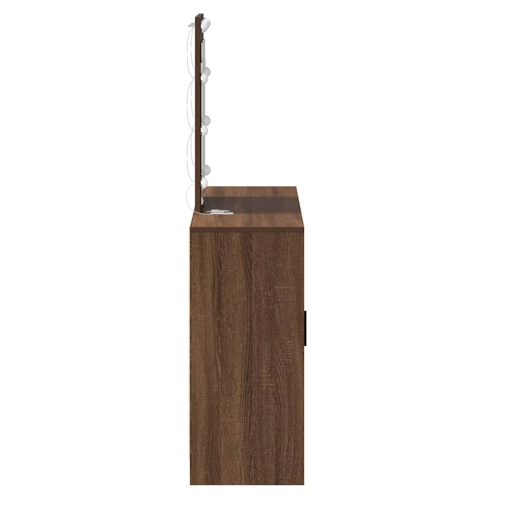Sminkebord med LED-belysning Brun Eik 102x33x135 cm