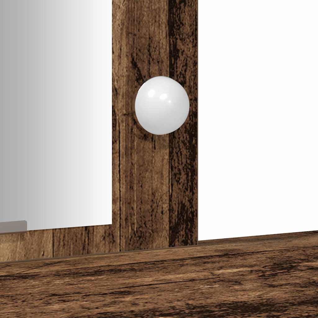 Sminkebord med LED-lamper Gammelt tre 102x33x135 cm