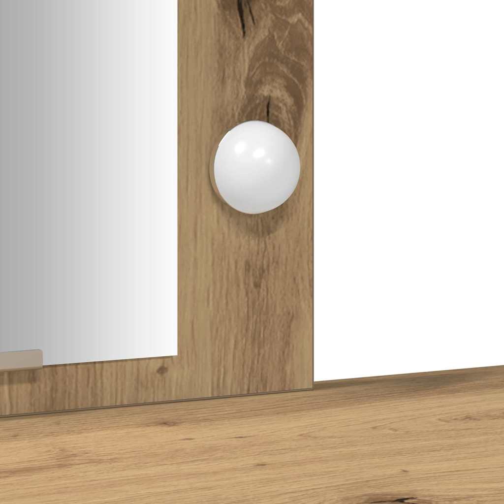 Sminkebord med LED-lamper Kunstnerisk Eik 102x33x135 cm