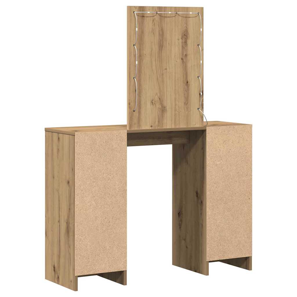 Sminkebord med LED-lamper Kunstnerisk Eik 102x33x135 cm