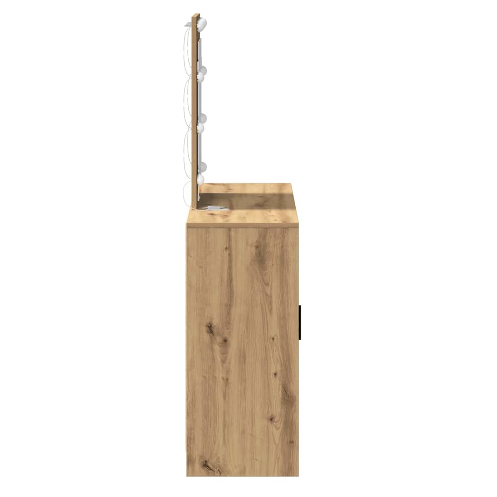Sminkebord med LED-lamper Kunstnerisk Eik 102x33x135 cm