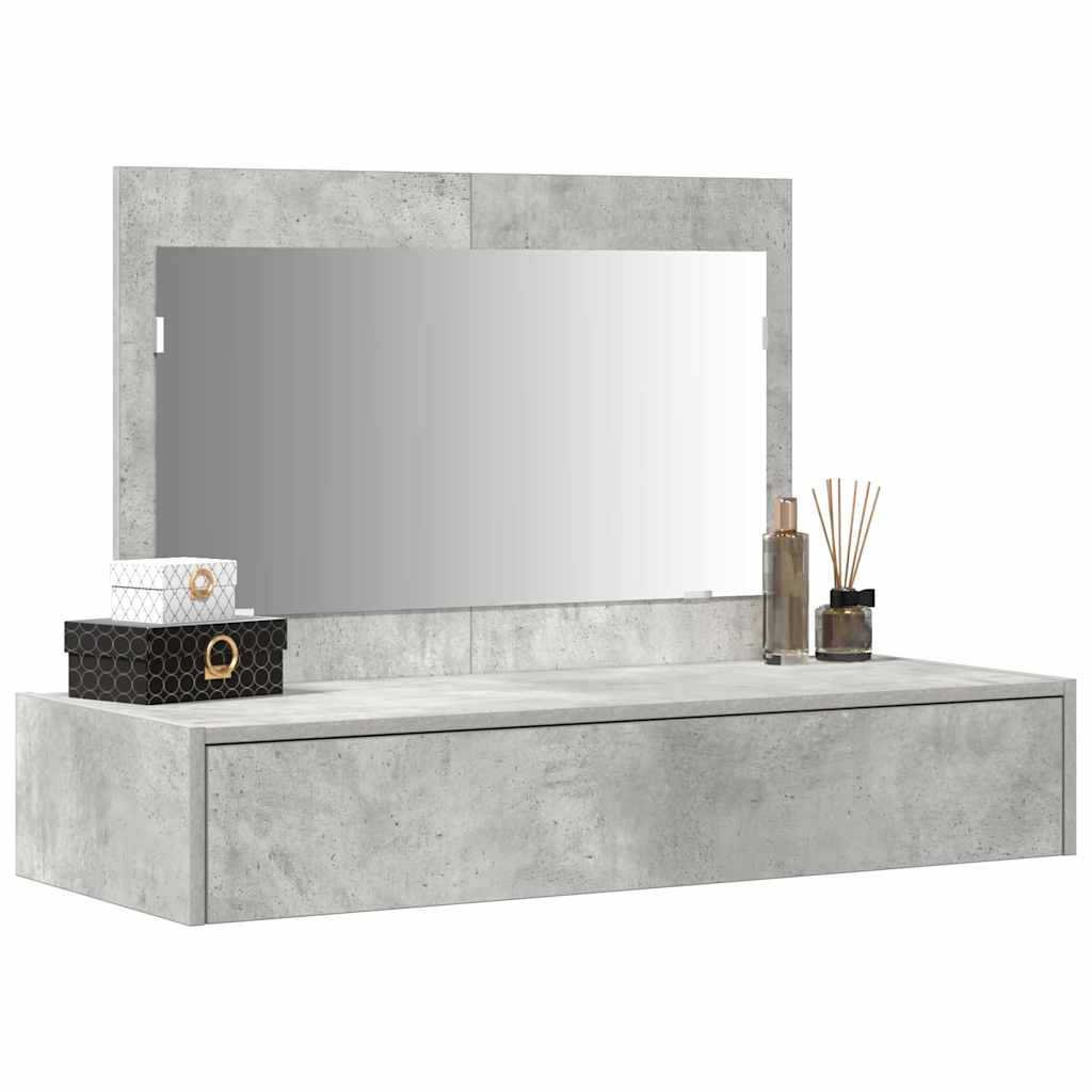 Veggmontert sminkebord Betonggrå 100x40x70 cm