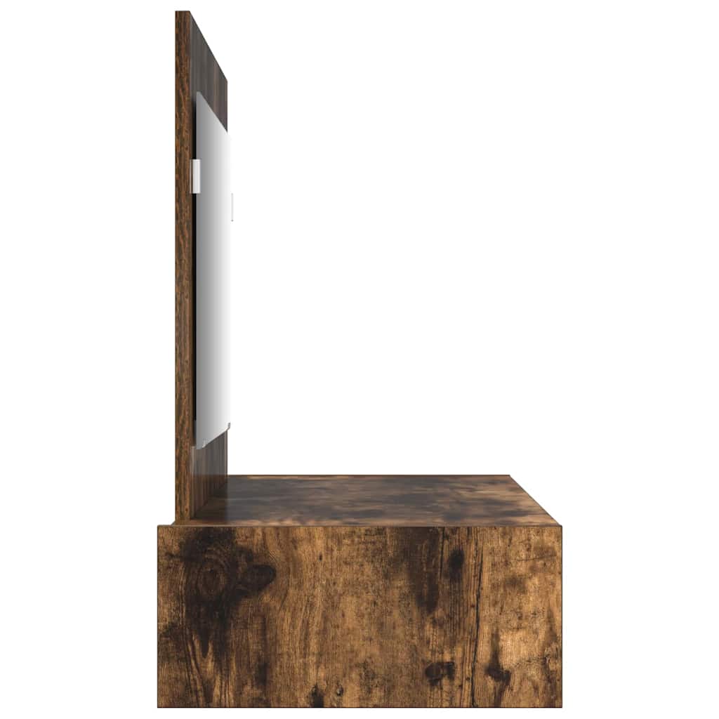 Vegghengt sminkebord Røkt eik 100x40x70 cm