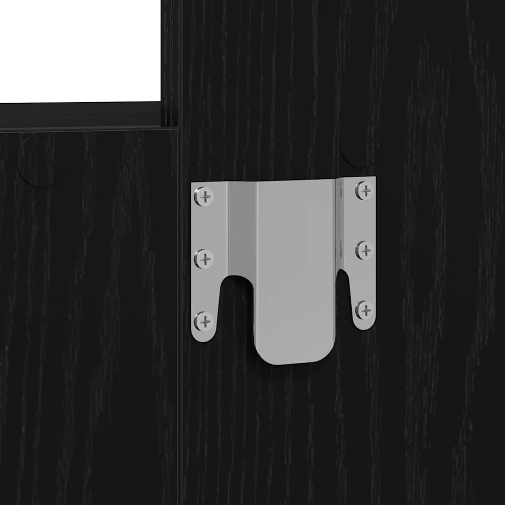 Veggmontert sminkebord med LED-lamper - Svart eik