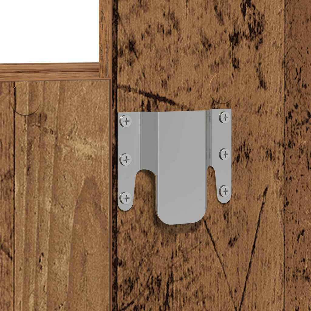 Vegghengt Sminkebord med LED-lamper Gammelt Tre