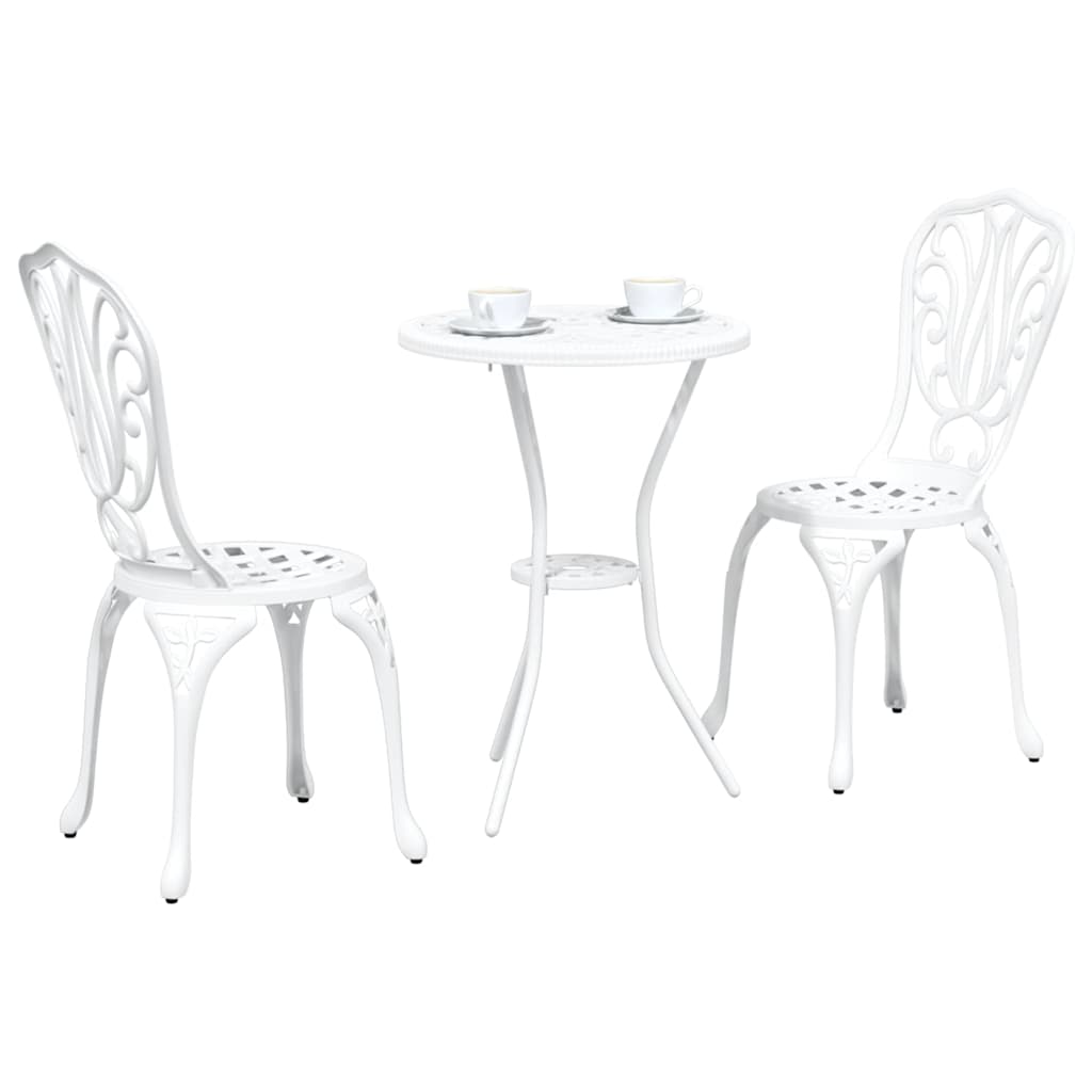 Hage Bistro Sett 3 pcs Hvit Aluminium
