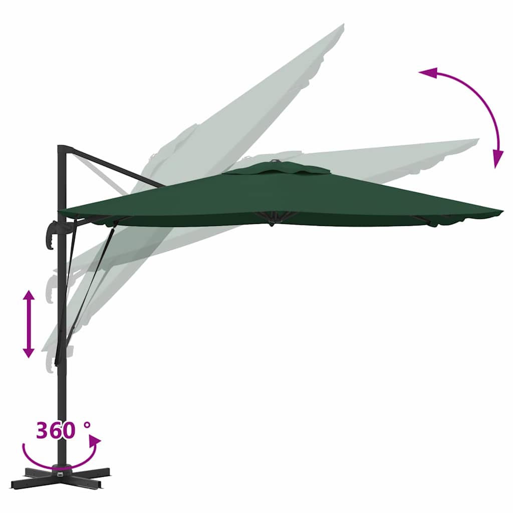 Cantilever Roma Parasol Grønn 286x285x265 cm i Aluminium