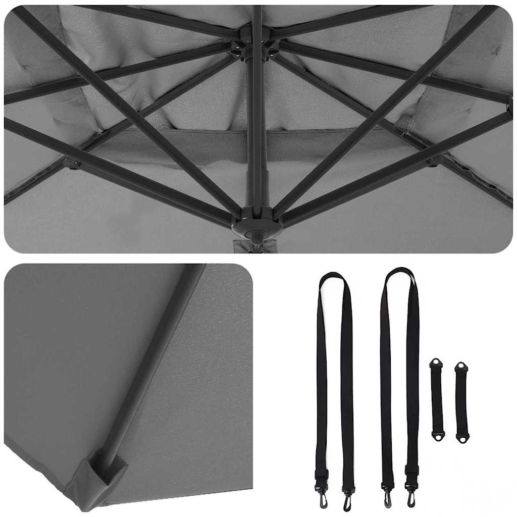 Cantilever Roma Parasol Antrasitt 286x285x265 cm i aluminium