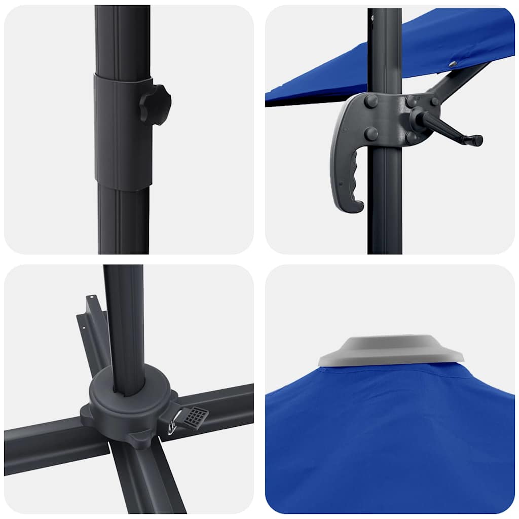 Cantilever Roma Parasoll Azure Blå 286x285x265 cm Aluminium