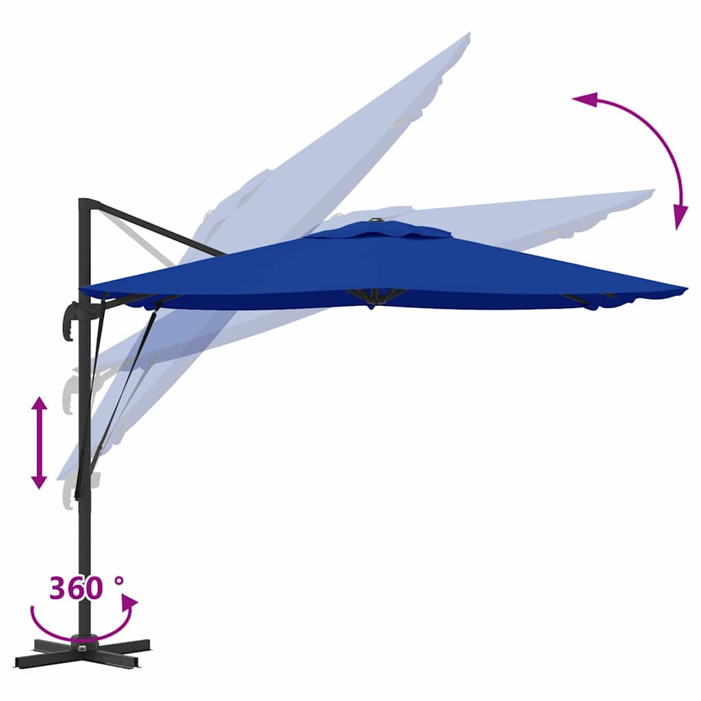 Cantilever Roma Parasoll Azure Blå 286x285x265 cm Aluminium