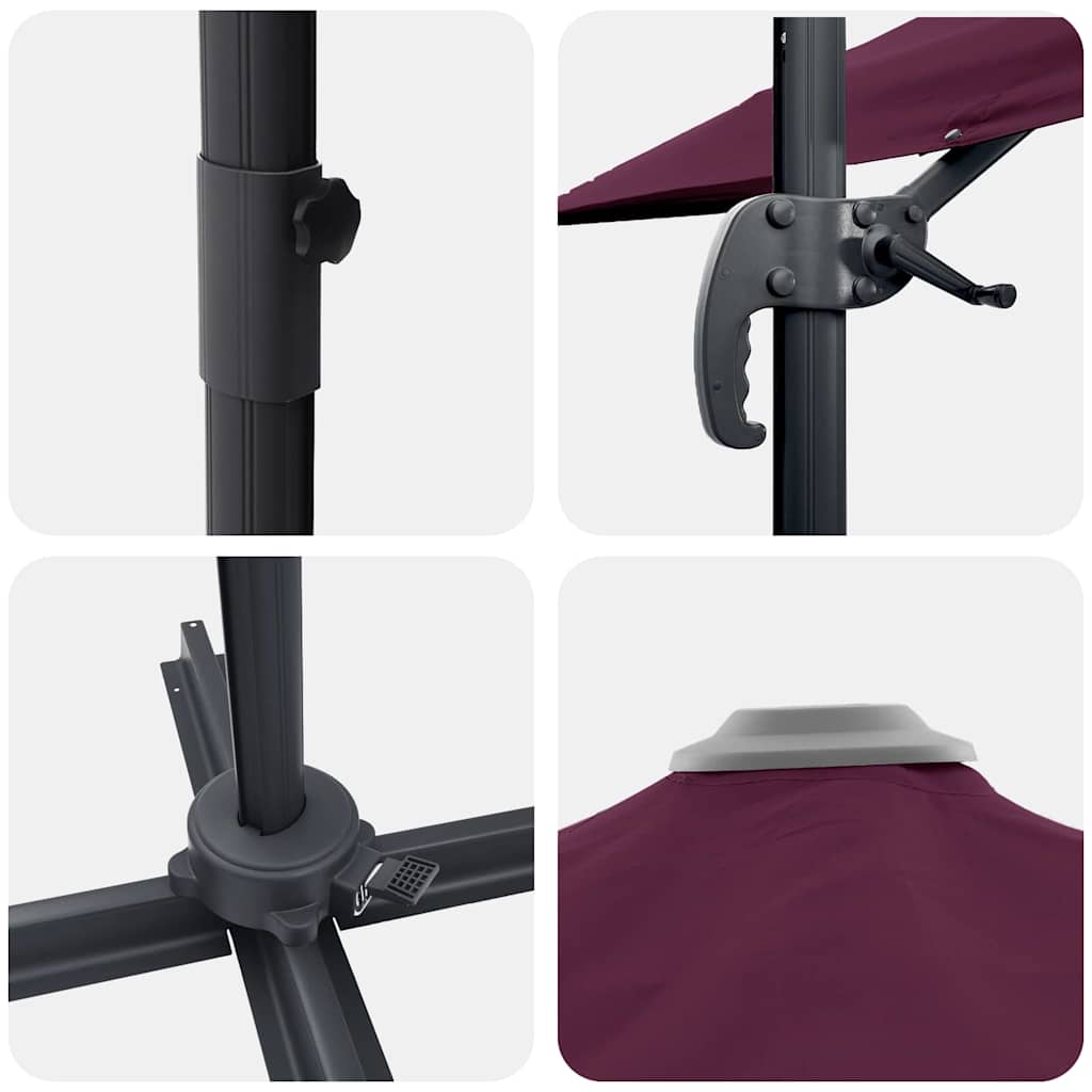 Cantilever Roma Parasol Bordeaux Rød 286x285x265 cm i Aluminium