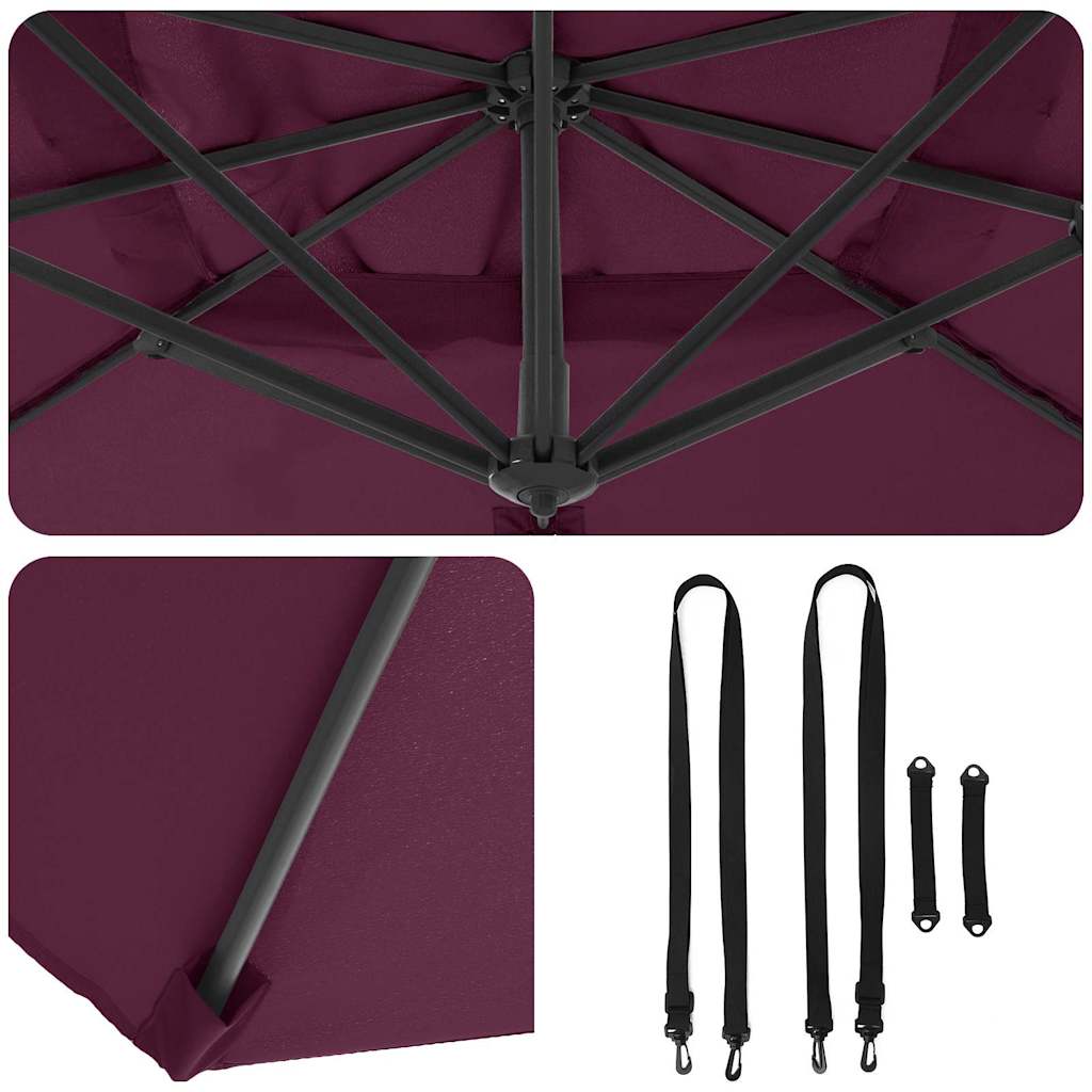 Cantilever Roma Parasol Bordeaux Rød 286x285x265 cm i Aluminium