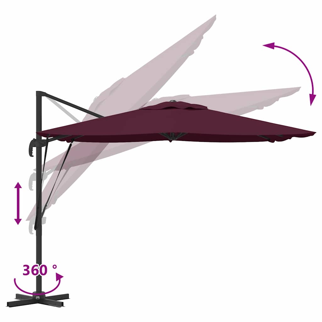 Cantilever Roma Parasol Bordeaux Rød 286x285x265 cm i Aluminium