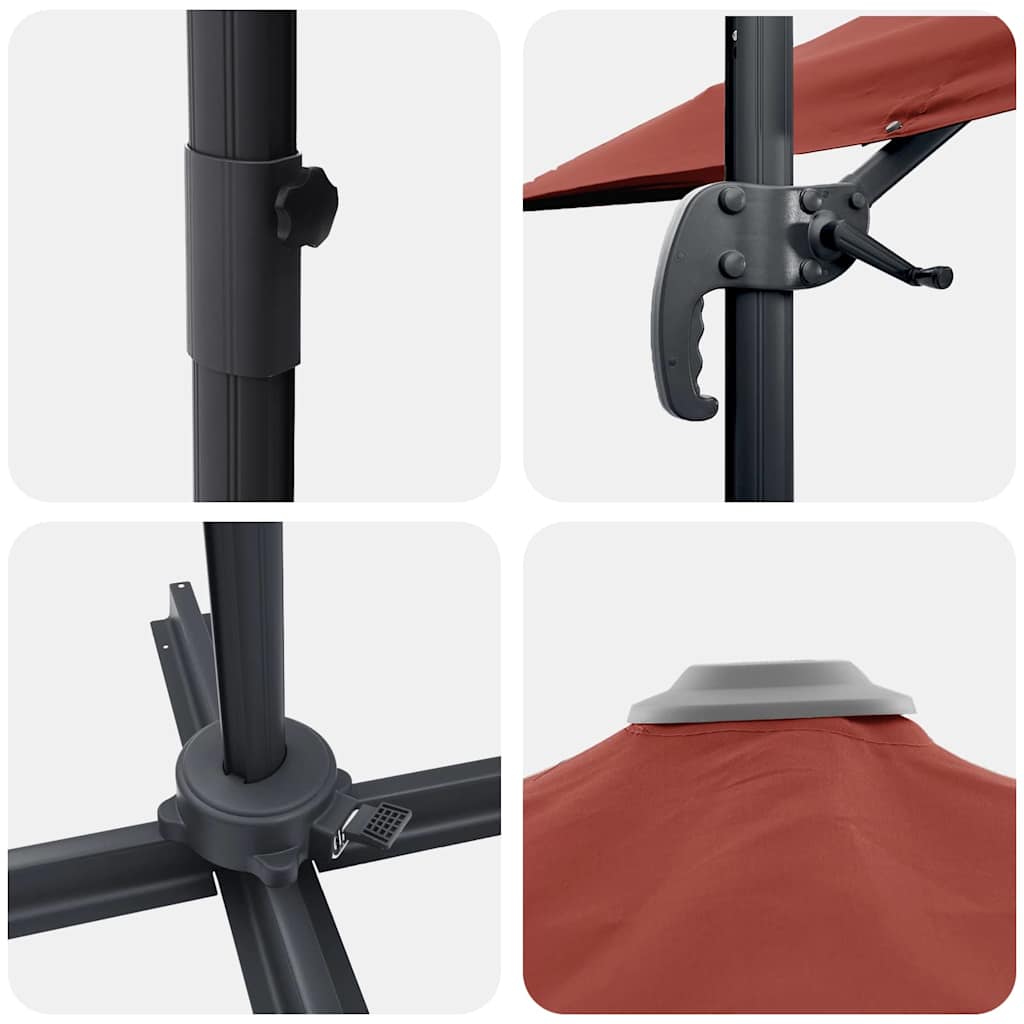 Cantilever Roma Parasol Terracotta 286x285x265 cm i aluminium