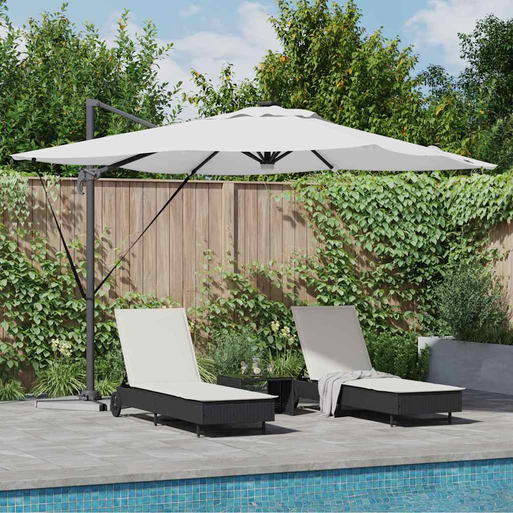 Cantilever Roma Parasol med LED-lys, sandfarge, 286 x 285 x 270 cm, aluminium