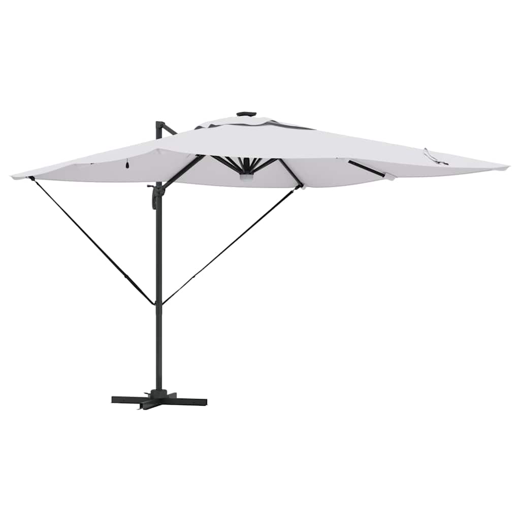 Cantilever Roma Parasol med LED-lys, sandfarge, 286 x 285 x 270 cm, aluminium