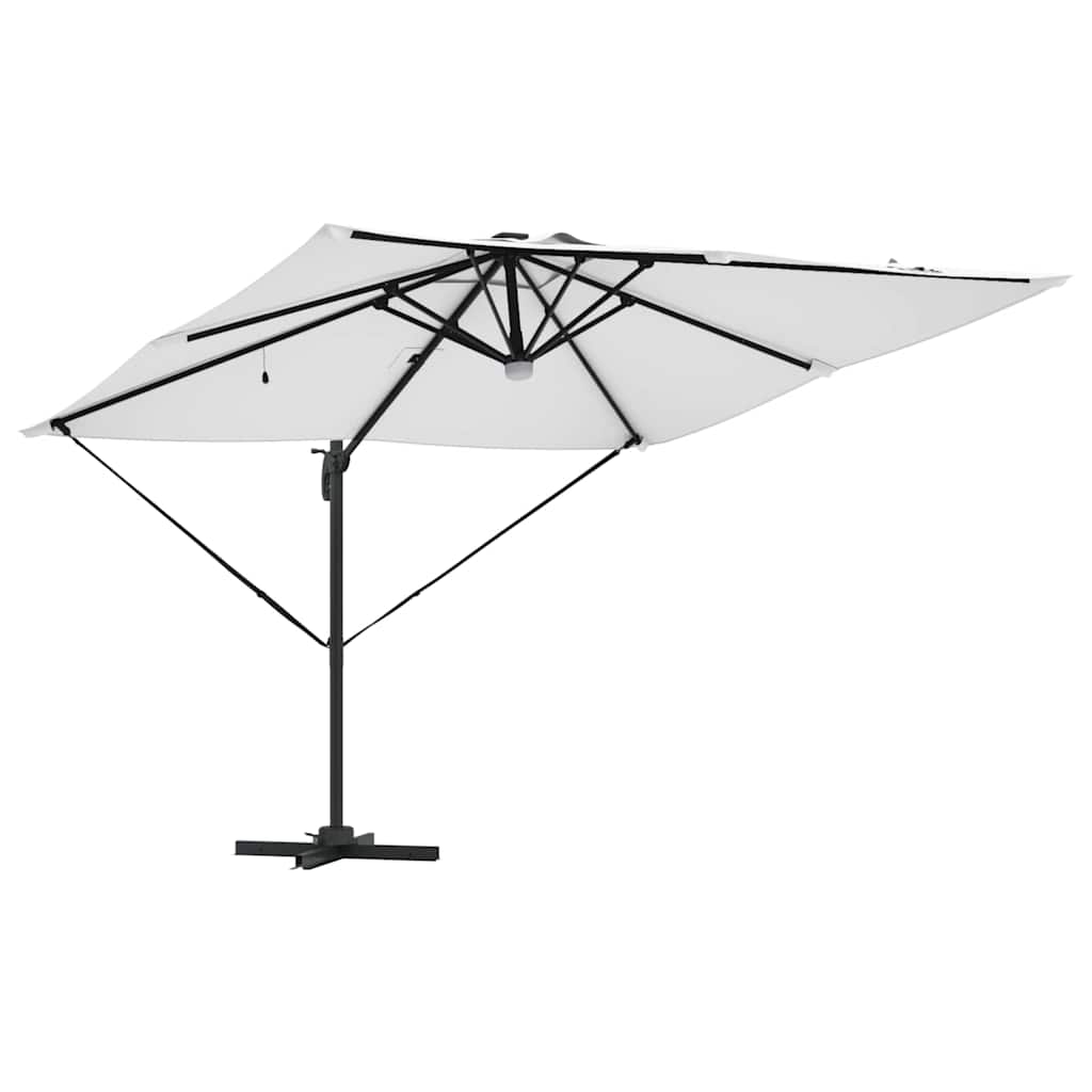 Cantilever Roma Parasol med LED-lys, sandfarge, 286 x 285 x 270 cm, aluminium