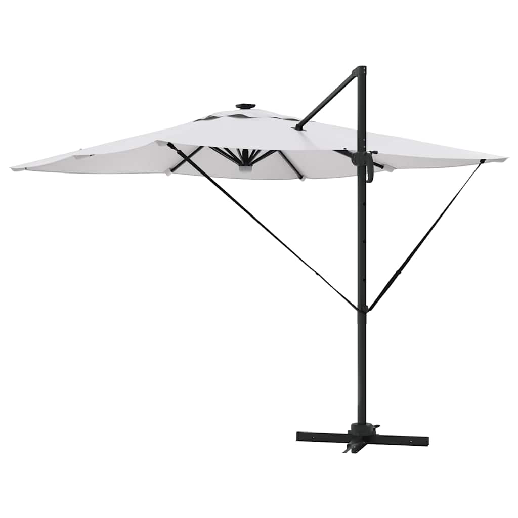 Cantilever Roma Parasol med LED-lys, sandfarge, 286 x 285 x 270 cm, aluminium