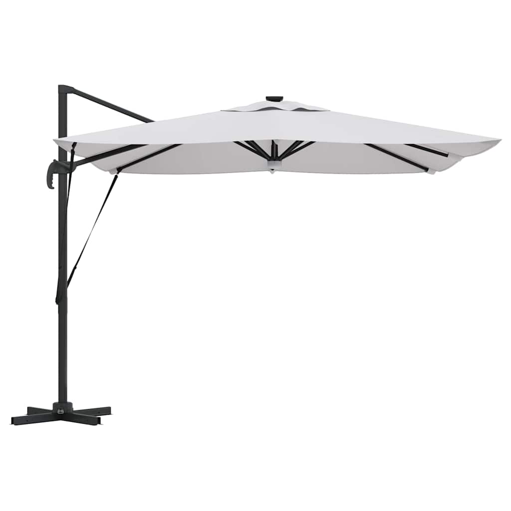 Cantilever Roma Parasol med LED-lys, sandfarge, 286 x 285 x 270 cm, aluminium