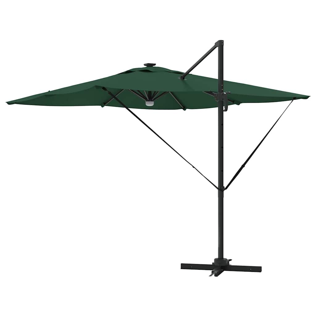 Cantilever Roma Parasol med LED-lamper, grønn, 286 x 285 x 270 cm, aluminium