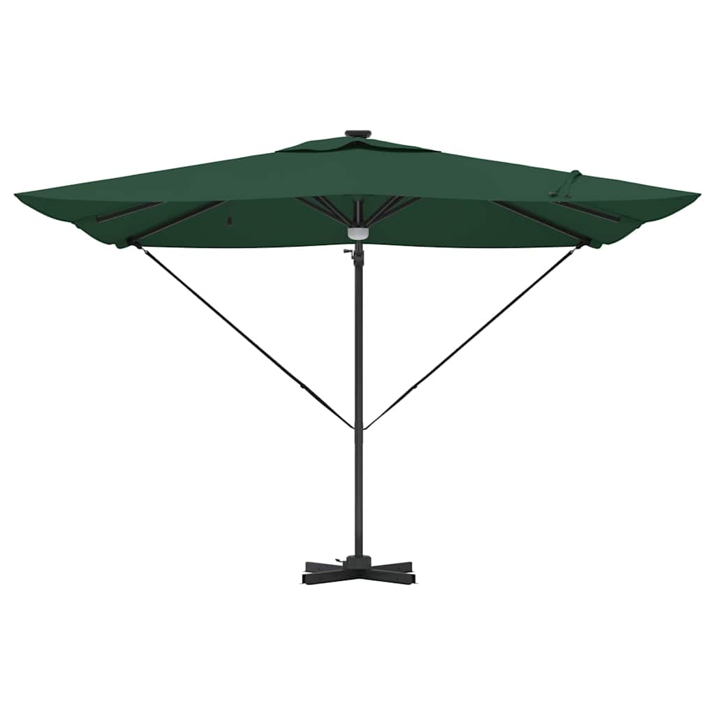 Cantilever Roma Parasol med LED-lamper, grønn, 286 x 285 x 270 cm, aluminium