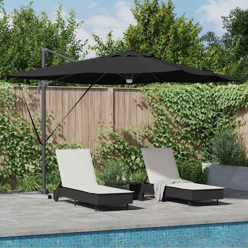 Cantilever Roma Parasol med LED-lamper - Svart, 286 x 285 x 270 cm, Aluminium