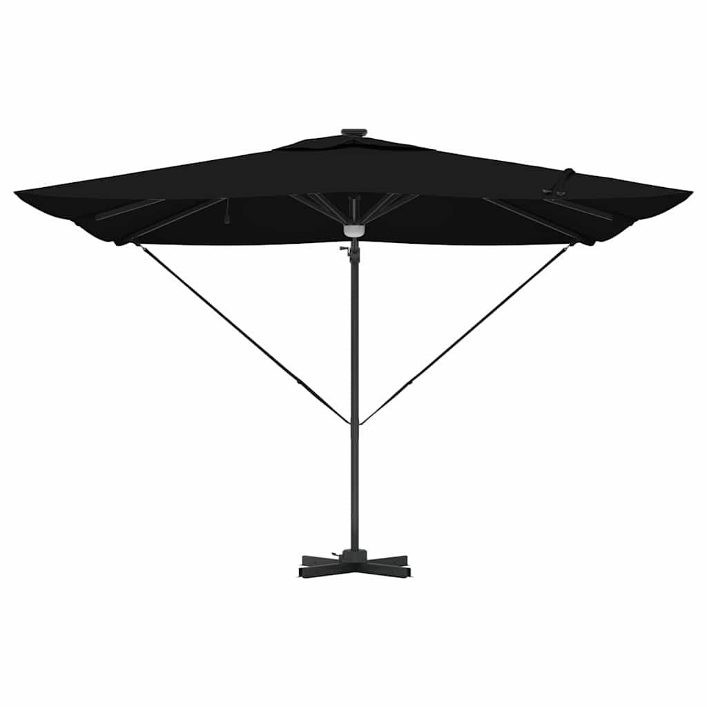 Cantilever Roma Parasol med LED-lamper - Svart, 286 x 285 x 270 cm, Aluminium