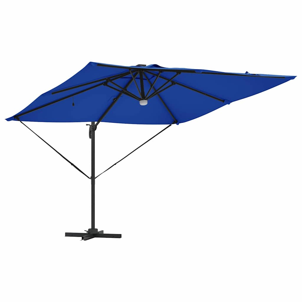Cantilever Roma Parasol med LED-lamper, Azure Blå, 286 x 285 x 270 cm, Aluminium