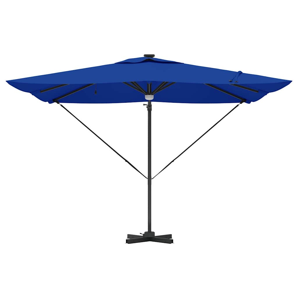 Cantilever Roma Parasol med LED-lamper, Azure Blå, 286 x 285 x 270 cm, Aluminium