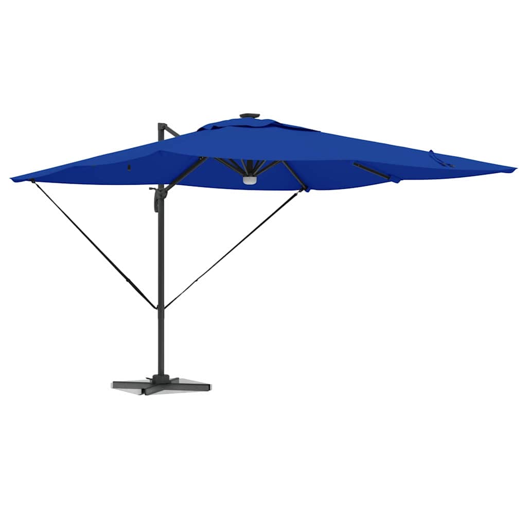 Cantilever Roma Parasol med LED-lamper, Azure Blå, 286 x 285 x 270 cm, Aluminium